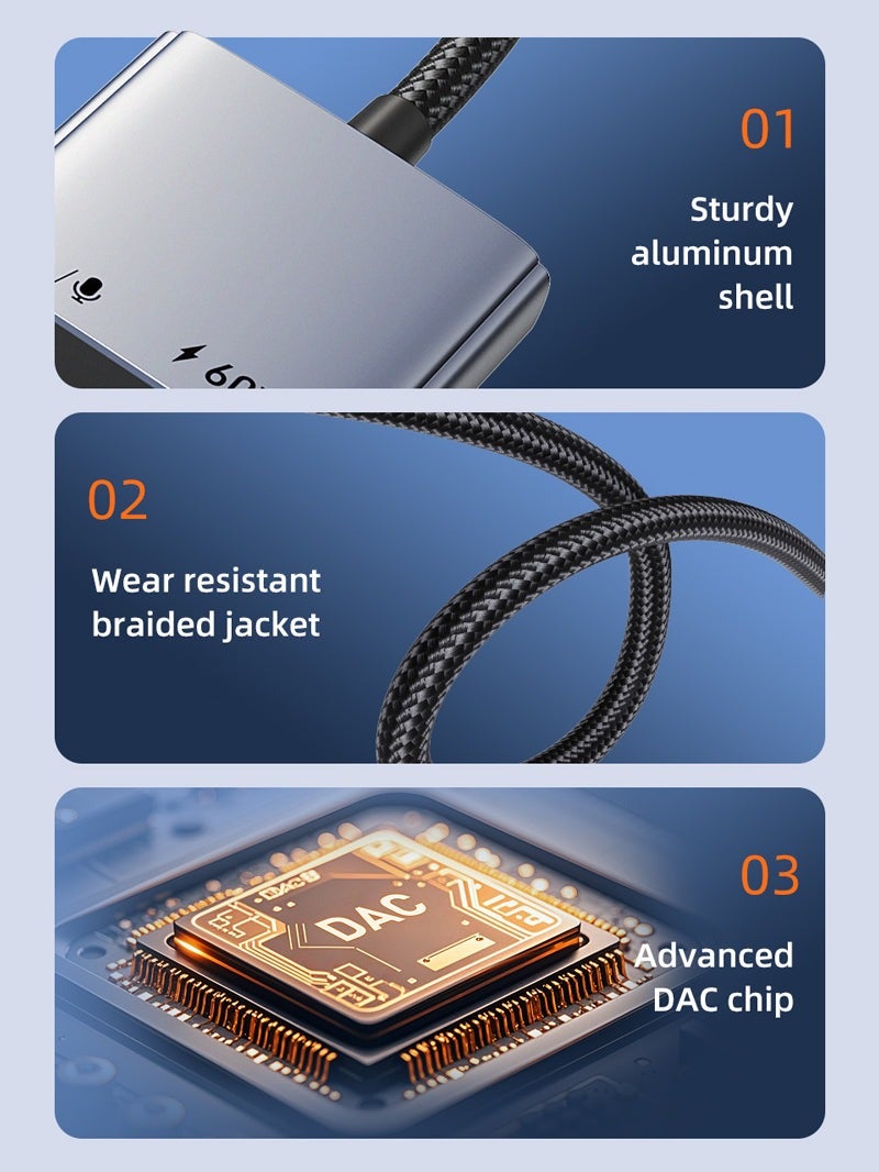 كابل تايم محول USB-C إلى منفذ سماعة رأس وشاحن 3.5 ملم - Image 1